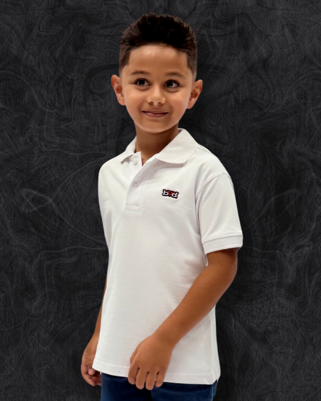 Kids Pique Golfer Short Sleeve - White